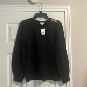 J. Crew Puff-Sleeve Sweatshirt with Jewel Buttons